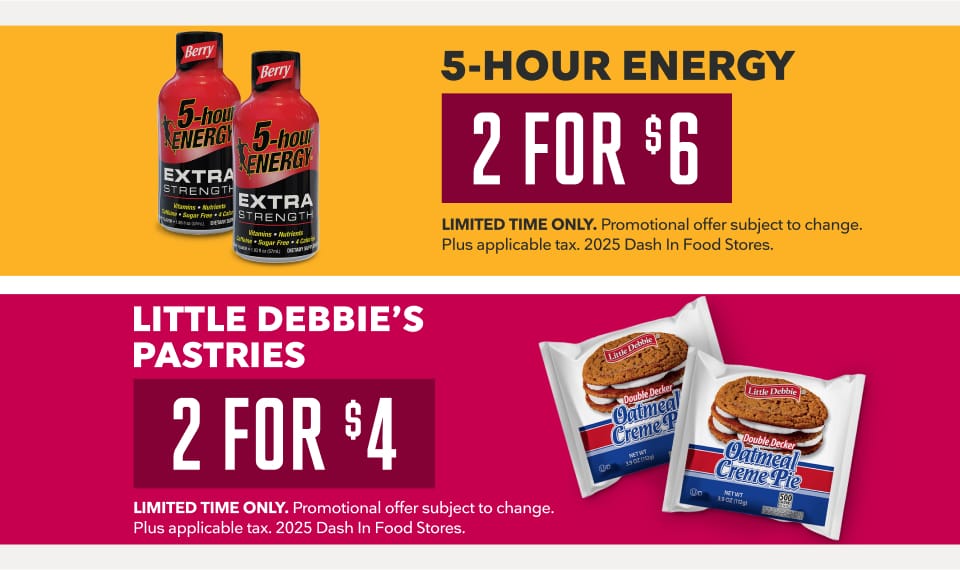 5-Hour Energy 2 for $6 and Little Debbie's Pastries 2 for $4